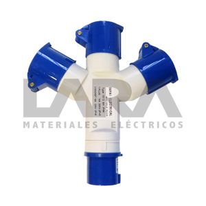 DERIVACIÓN PARA ENCHUFE INDUSTRIAL IP44 3 REDES 220V 16A 2P+T