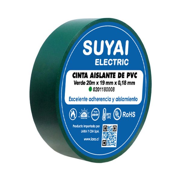 CINTA AISLANTE PVC VERDE 18MM X 20M