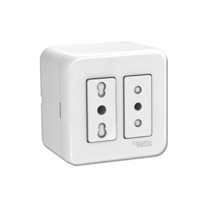 CASQUETE ARMADO CON TOMA DOBLE 10A+16A BLANCO GENESIS